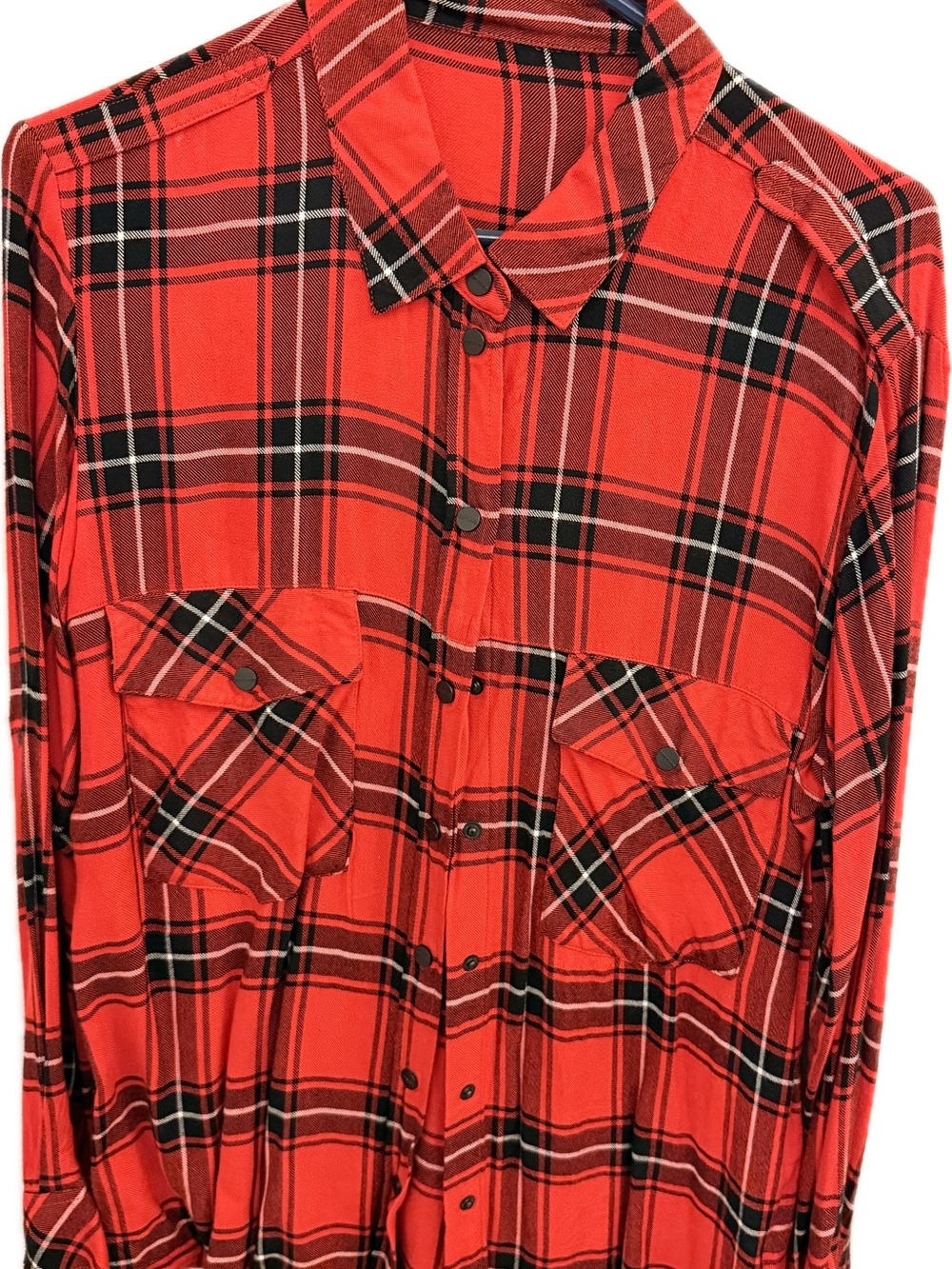 Women’s Red Plaid Button-Up Shirt
